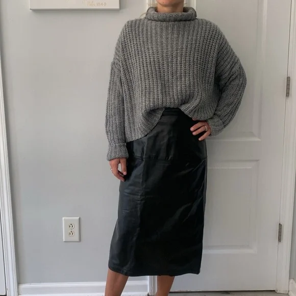 Wilson Maxima Skirt Black Leather‎ high waisted Classic Bikercore Size 6 pencil - Picture 4 of 12